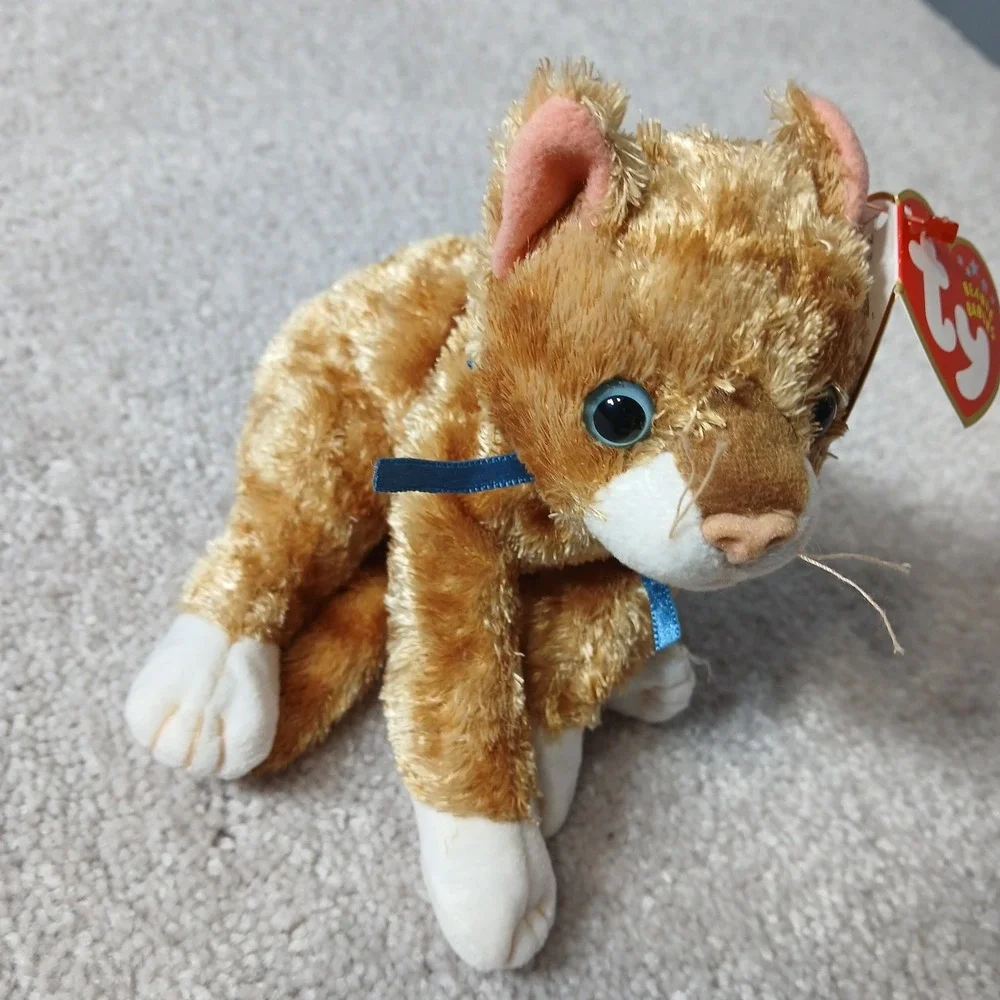 Ty Beanie Baby Mattie Cat Vintage 2001 Orange Tabby Cat Plush Gift Easter MWMT